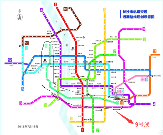 长沙地铁9号线线路图