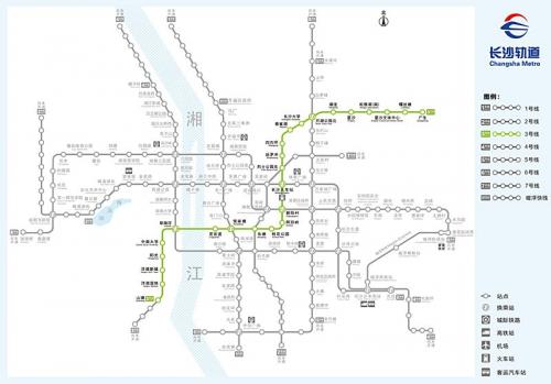 长沙地铁3号线一期站点位置+换乘站+周边楼盘