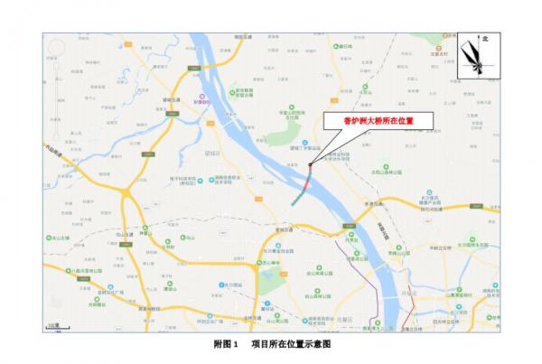 长沙香炉洲大桥位置：详细地理位置示意图