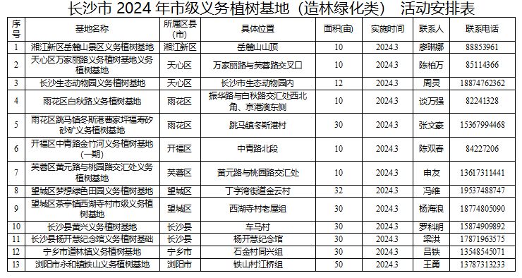 长沙义务植树基地2024年预约指南